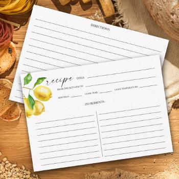 watercolor lemon citrus recipe card smaller