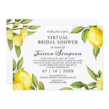 watercolor lemons virtual bridal shower by mail invitation