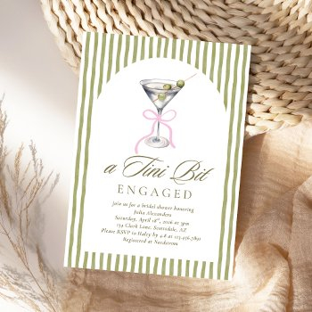 watercolor martini tini bit engaged bridal shower invitation