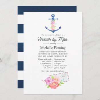 watercolor nautical bridal shower by mail invitation