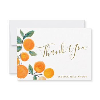 watercolor oranges rustic bridal shower custom thank you card