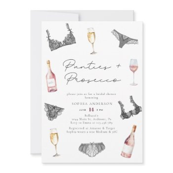 watercolor panties & prosecco bridal shower invitation