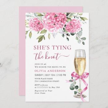 watercolor pink hydrangea bridal shower invitation