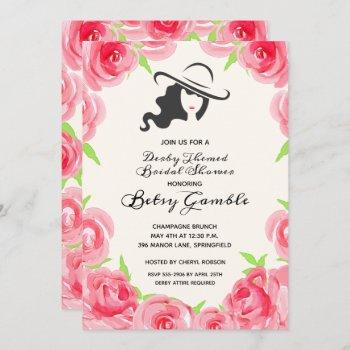 watercolor rose derby bridal shower invitations