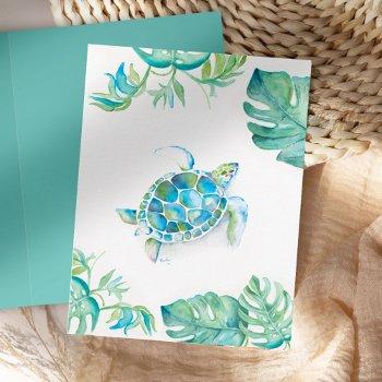 Watercolor Sea Turtle Blank Card Front View