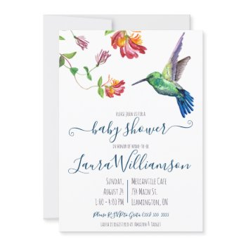 watercolor summer hummingbird baby shower invitation