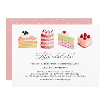 watercolor sweet cakes bridesmaids luncheon invitation