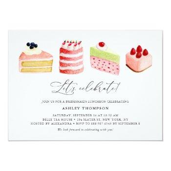 Watercolor Sweet Cakes Bridesmaids Luncheon Invitation Front View