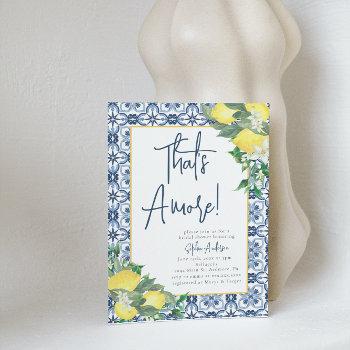 watercolor that's amore lemon bridal shower invitation
