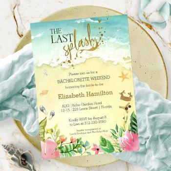 watercolor tropical bachelorette weekend itinerary invitation