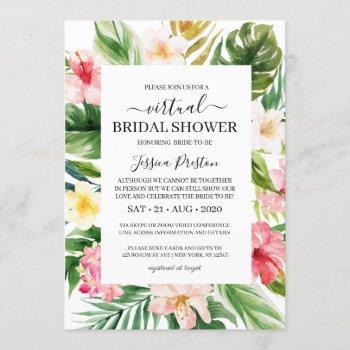 watercolor tropical floral virtual bridal shower invitation
