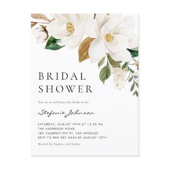 watercolor white magnolia rustic bridal shower invitation postcard