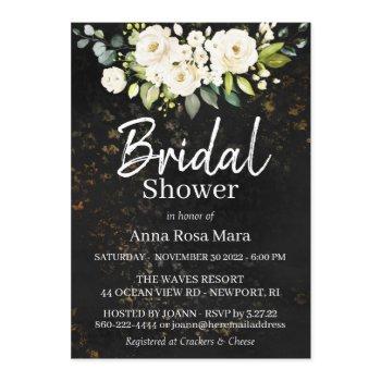 *~* watercolor white rose bridal shower rustic invitation