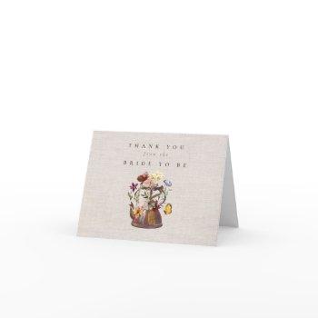 watercolor wildflower tea party bridal shower thank you card