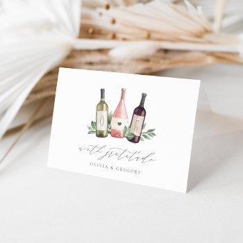 watercolor wine & botanical couples thank you card