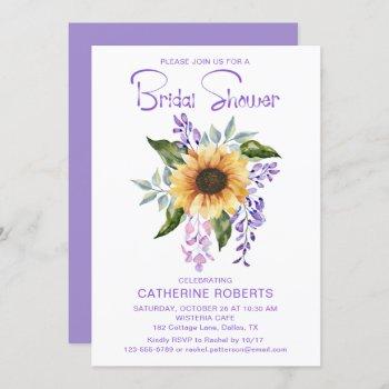 watercolor yellow sunflower floral bridal shower invitation