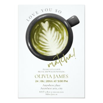 Watercolour Matcha Theme Bridal Shower Invitation Front View