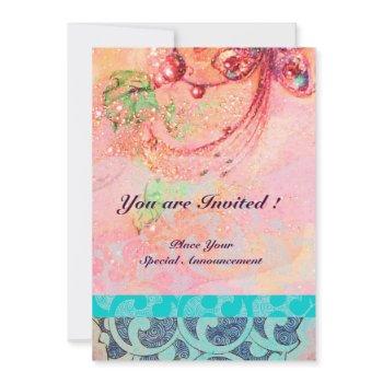 waves , bright red green yellow blue pink sparkles invitation