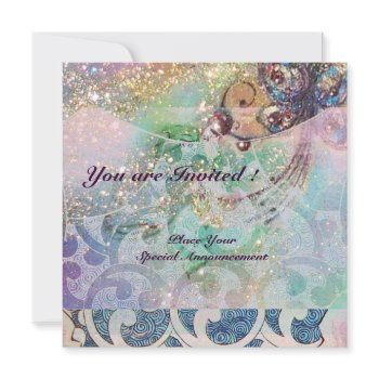 waves , bright red violet  blue pink gold sparkles invitation
