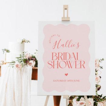 wavy pink bridal shower welcome sign foam board