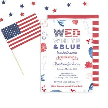 wed red white and blue bachelorette bridal shower invitation