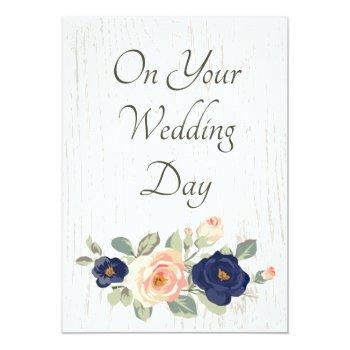Wedding Day Congratulations Rustic Floral Card Front View