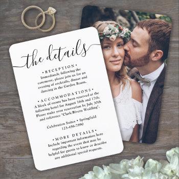 wedding details simple script and photo enclosure card