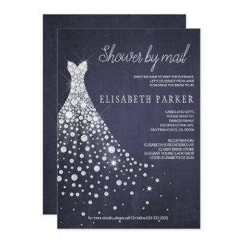 wedding dress navy blue chalkboard shower by mail invitation