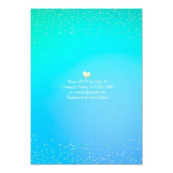 Wedding Eat Drink And Party Floral Teal Gold Dots Invitation Front View