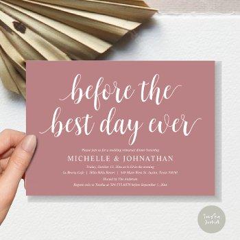 Wedding Rehearsal Dinner, Before The Best Day Ever Invitation Front View