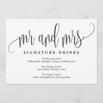 wedding signature drinks sign - lovely calligraphy invitation