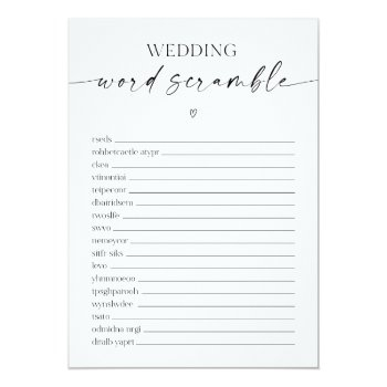 Wedding Word Scramble Bridal Shower Game Program Front View