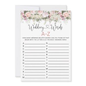 wedding words a-z bridal shower game invitation
