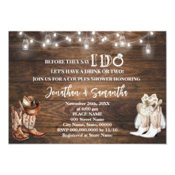 Western Before I Do Country Boots Couples Shower Invitation Front View