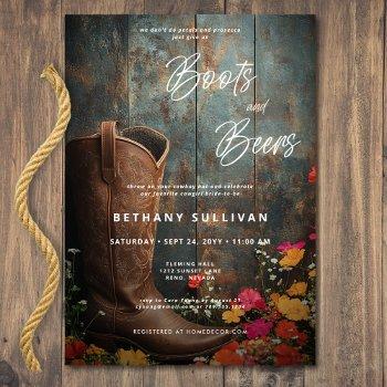 western rustic boots & beers bridal shower invitation
