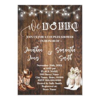 Western We Do Bbq Couples Shower Country Boots Invitation Front View