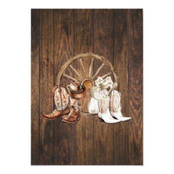 Western We Do Bbq Couples Shower Country Boots Invitation Front View