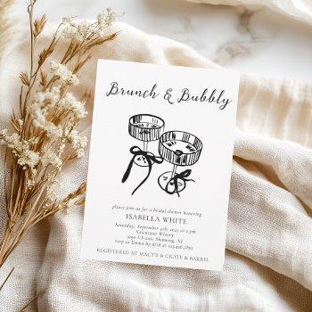 whimsical brunch & bubbly bridal shower  invitation