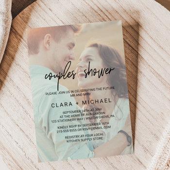 whimsical calligraphy | faded photo couples shower invitation