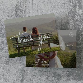 whimsical calligraphy | photo overlay thank you postcard