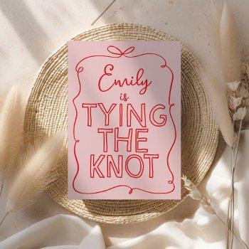 whimsical coquette bow tying knot bridal shower invitation