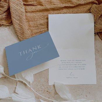 whimsical dusty blue folded baby shower thank you card