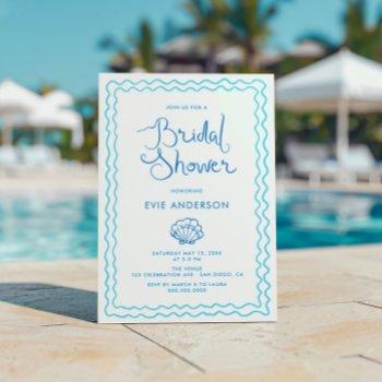 whimsical hand drawn beach bridal shower invitation