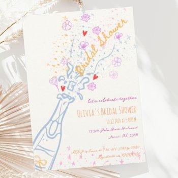 whimsical hand drawn floral scribble bridal shower invitation