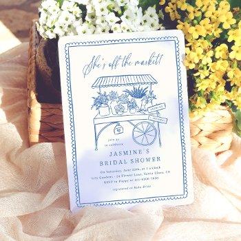 whimsical hand drawn flower market bridal shower invitation