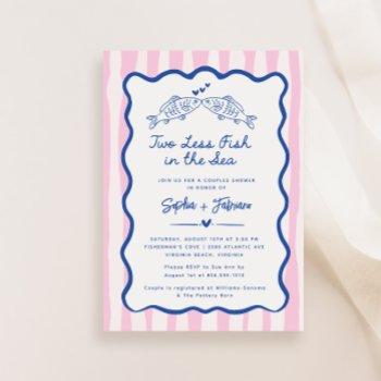 whimsical hand drawn two less fish in the sea  save the date