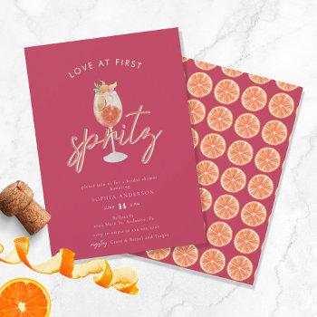 whimsical love at first spritz bridal shower invitation