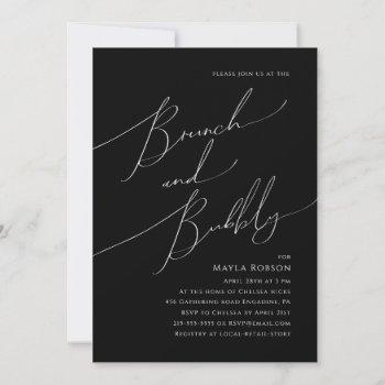 whimsical minimal script | black brunch and bubbly invitation