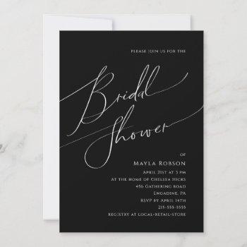whimsical minimalist script | black bridal shower invitation
