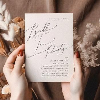 whimsical minimalist script bridal tea party invitation